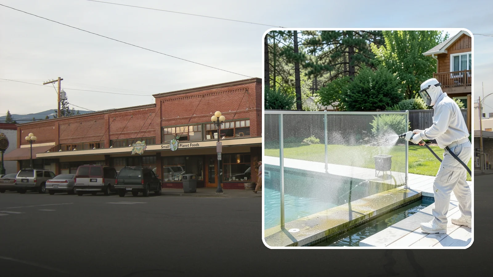 Pool Cage Cleaning in Sedro-Woolley, Skagit County, WA - We soft wash pool cage screens and framing to clear the algae and mildew that build up fast in our humid, tree-lined yards.