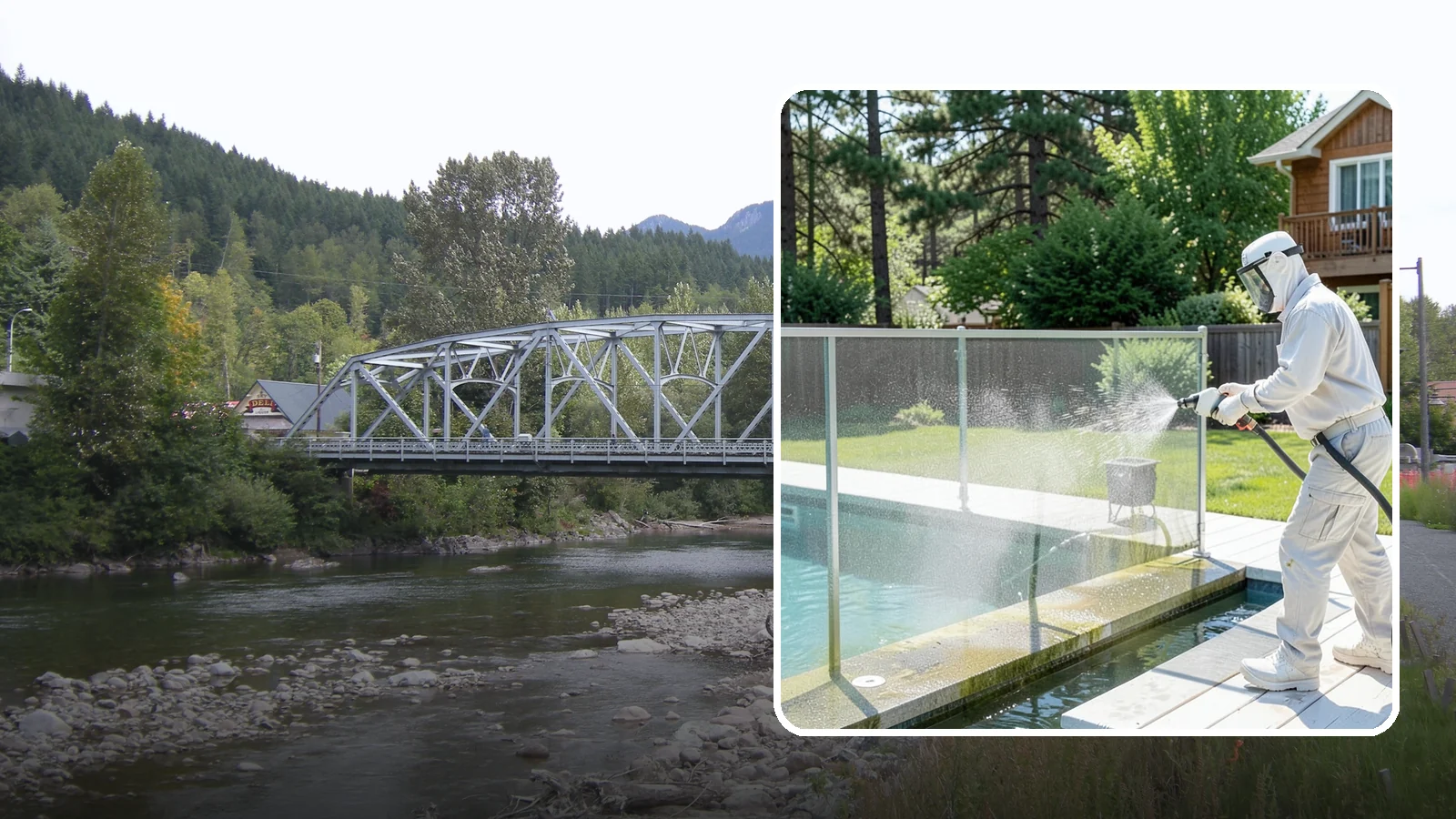 Pool Cage Cleaning in Skykomish, King County, WA - We soft wash pool cage screens and framing to clear the algae and mildew that build up fast in our humid, tree-lined yards.