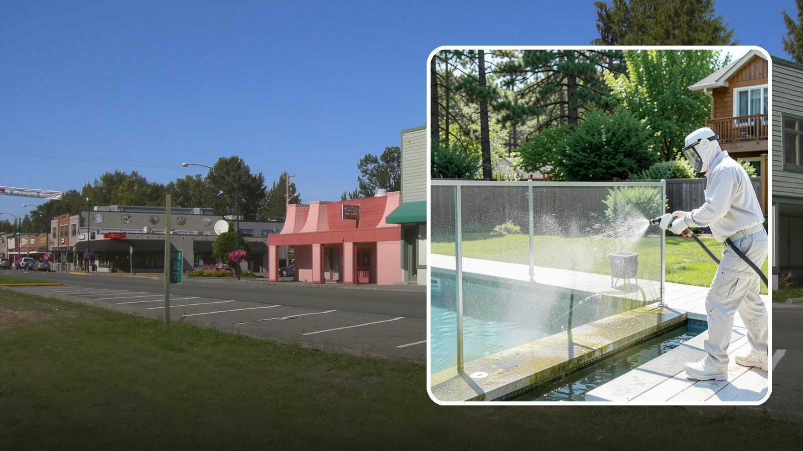 Pool Cage Cleaning in Snoqualmie, King County, WA - We soft wash pool cage screens and framing to clear the algae and mildew that build up fast in our humid, tree-lined yards.