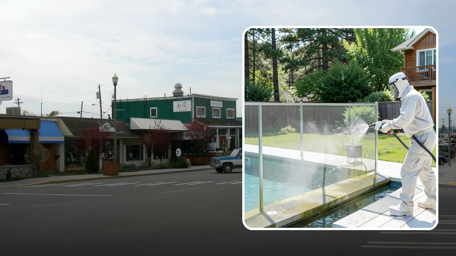 Pool Cage Cleaning in Stanwood, Snohomish County, WA - We soft wash pool cage screens and framing to clear the algae and mildew that build up fast in our humid, tree-lined yards.