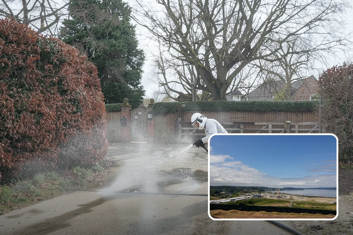 Pool Cage Cleaning in University Place, Pierce County, WA - Clears algae and mildew from fine screen mesh safely