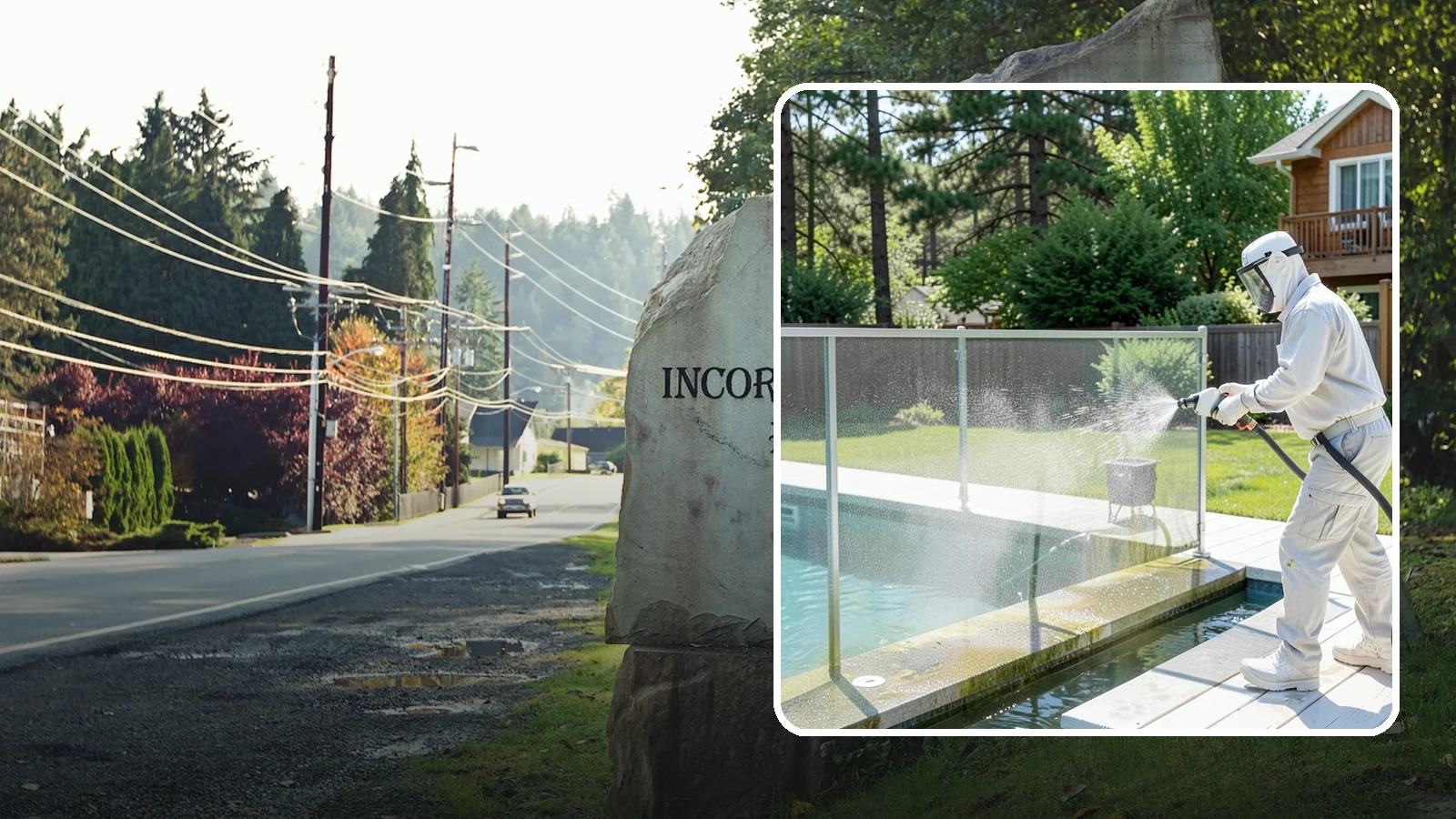 Pool Cage Cleaning in Wilkeson, Pierce County, WA - We soft wash pool cage screens and framing to clear the algae and mildew that build up fast in our humid, tree-lined yards.