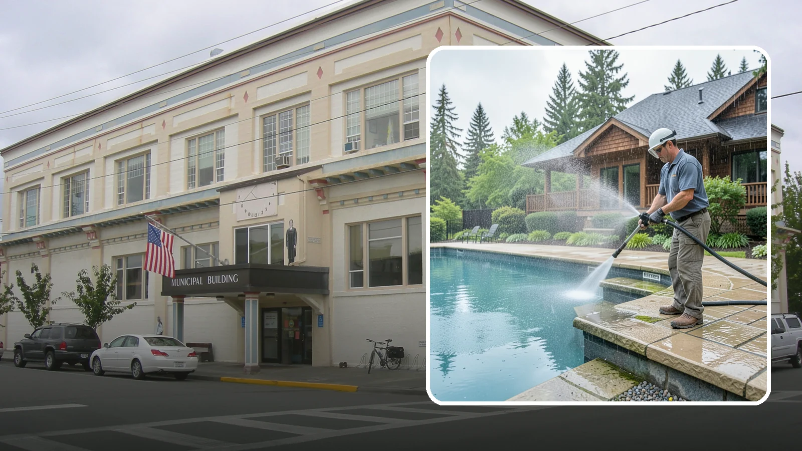 Pool Coping Cleaning in Anacortes, Skagit County, WA - We clean the coping stones ringing your pool to remove the slick algae and calcium buildup that Washington's wet climate leaves...