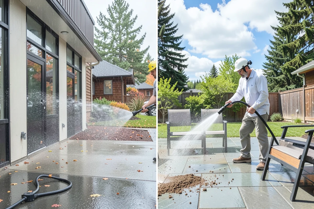 Pool Coping Cleaning in Auburn, King County, WA - Clear the deck and skim debris from the coping edge