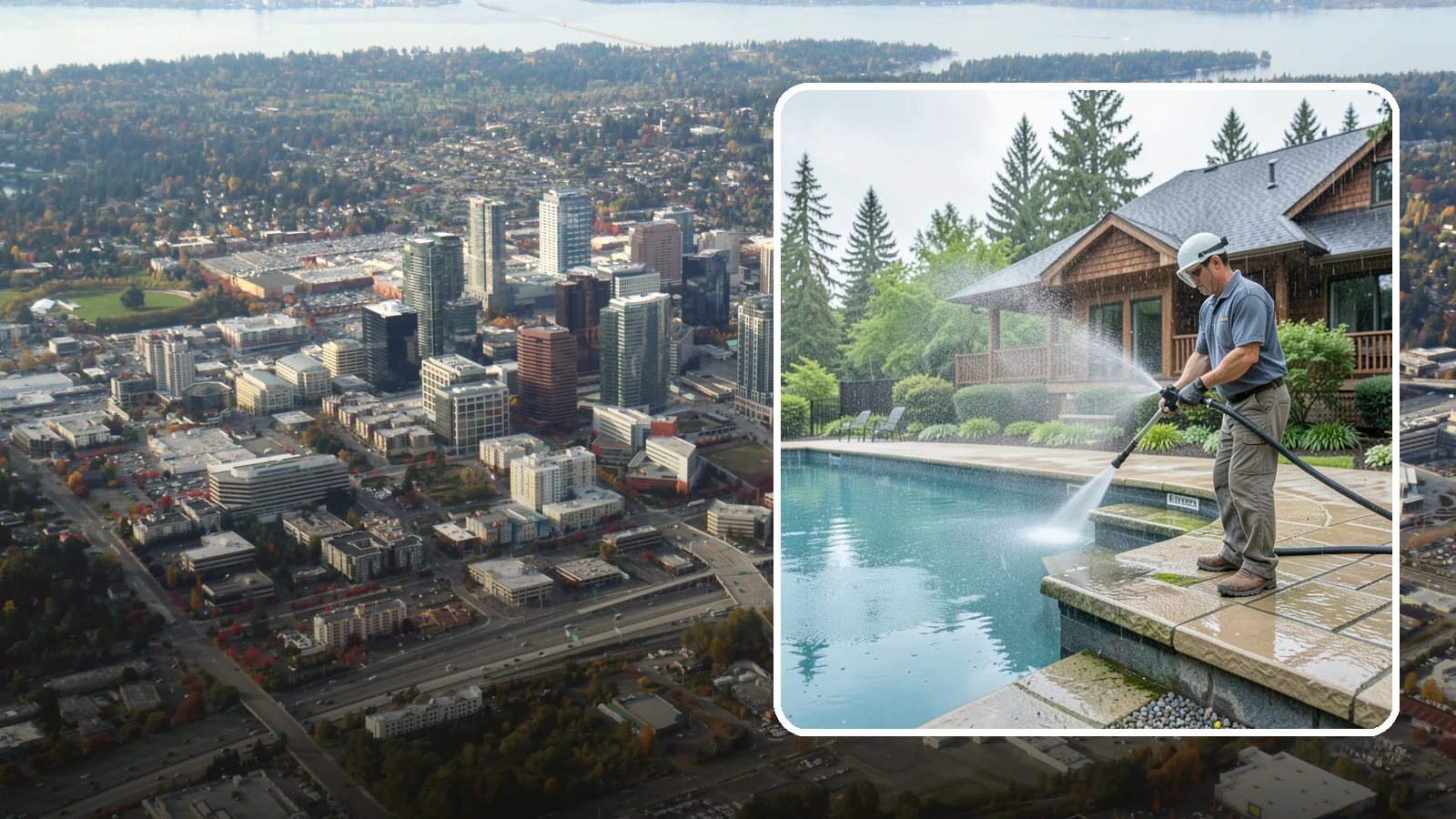 Pool Coping Cleaning in Bellevue, King County, WA - We clean the coping stones ringing your pool to remove the slick algae and calcium buildup that Washington's wet climate leaves...