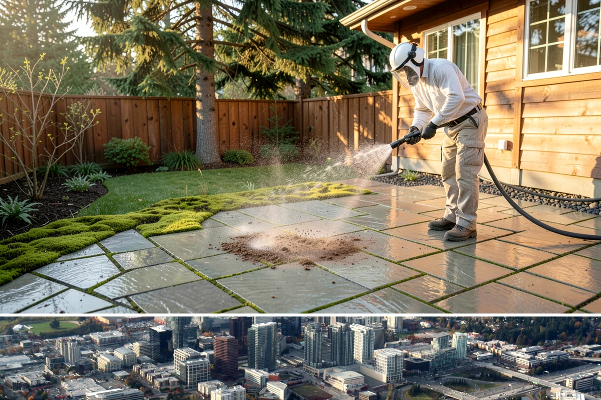 Pool Coping Cleaning in Bellevue, King County, WA - Have coping cleaned in late spring as part of pool opening, before swim season gets underway.