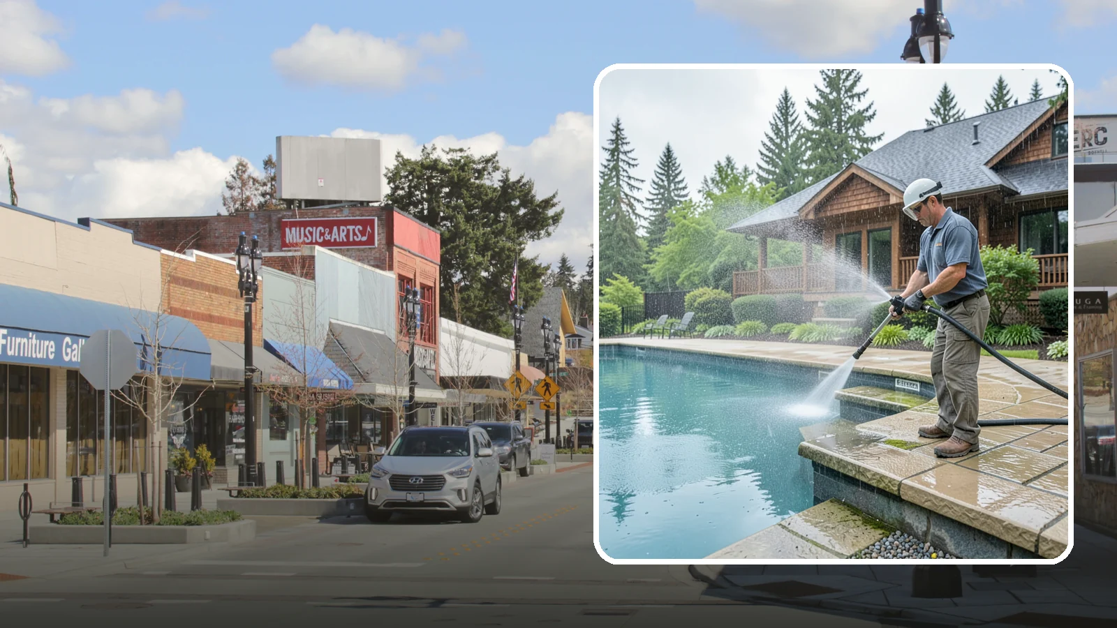 Pool Coping Cleaning in Bothell, King County, WA - We clean the coping stones ringing your pool to remove the slick algae and calcium buildup that Washington's wet climate leaves...