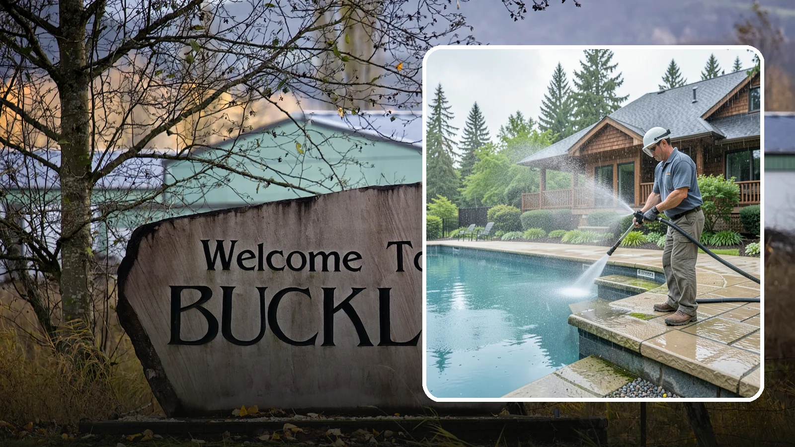 Pool Coping Cleaning in Buckley, Pierce County, WA - We clean the coping stones ringing your pool to remove the slick algae and calcium buildup that Washington's wet climate leaves...