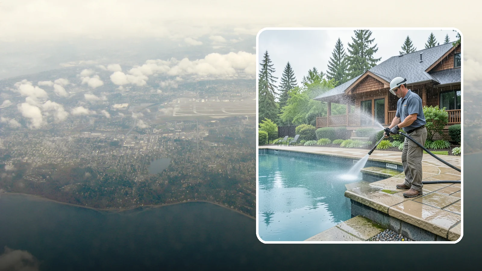 Pool Coping Cleaning in Burien, King County, WA - We clean the coping stones ringing your pool to remove the slick algae and calcium buildup that Washington's wet climate leaves...