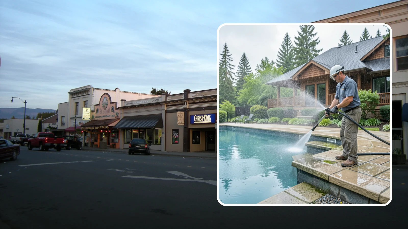 Pool Coping Cleaning in Burlington, Skagit County, WA - We clean the coping stones ringing your pool to remove the slick algae and calcium buildup that Washington's wet climate leaves...