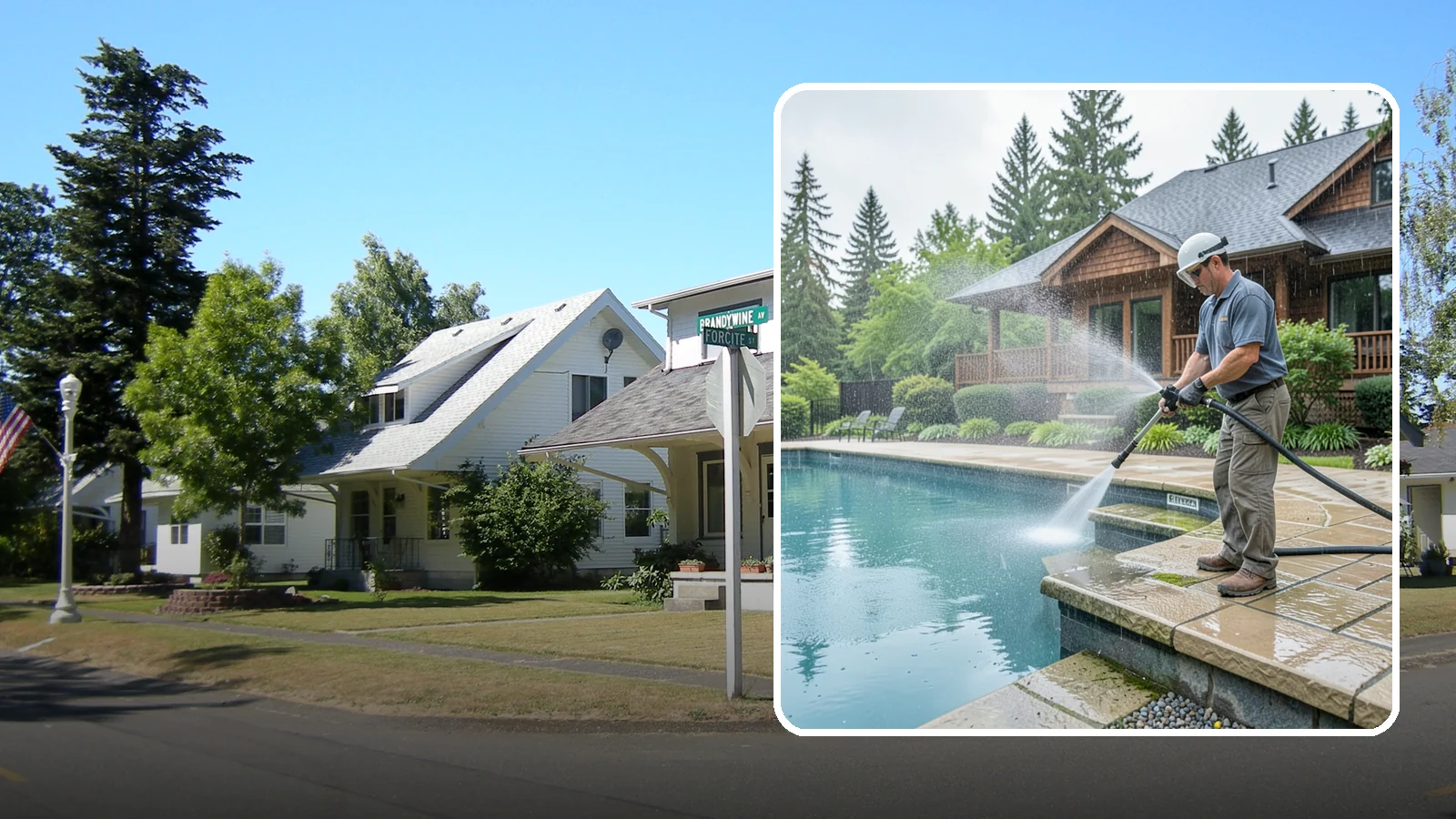 Pool Coping Cleaning in DuPont, Pierce County, WA - We clean the coping stones ringing your pool to remove the slick algae and calcium buildup that Washington's wet climate leaves...