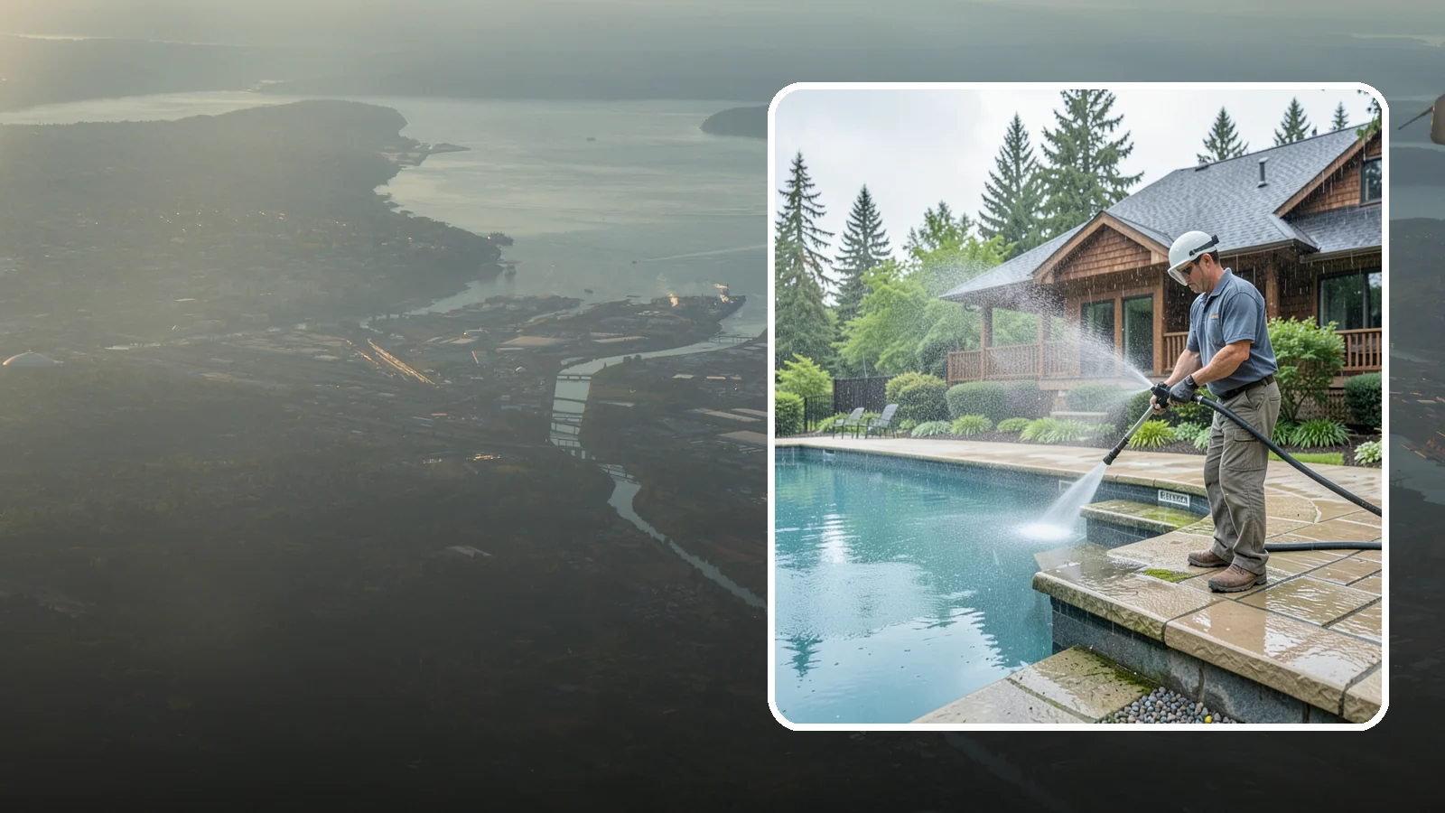 Pool Coping Cleaning in Fife, Pierce County, WA - We clean the coping stones ringing your pool to remove the slick algae and calcium buildup that Washington's wet climate leaves...