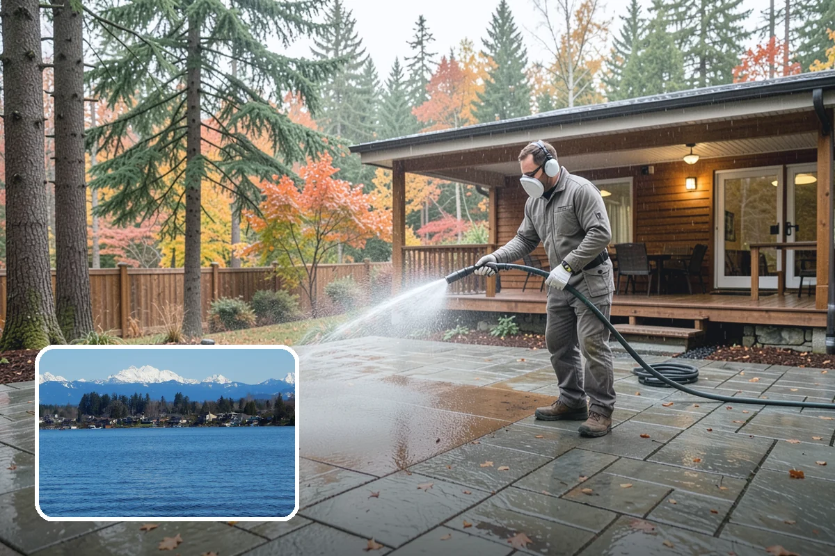Pool Coping Cleaning in Lake Stevens, Snohomish County, WA - Eliminates the slippery algae that makes coping a fall hazard