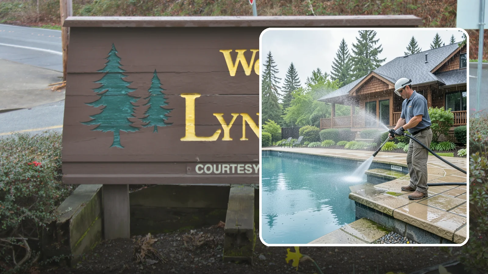 Pool Coping Cleaning in Lynnwood, Snohomish County, WA - We clean the coping stones ringing your pool to remove the slick algae and calcium buildup that Washington's wet climate leaves...