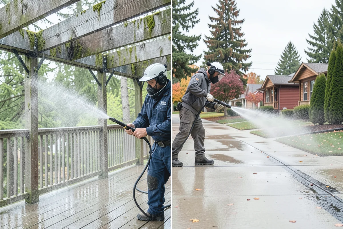 Pool Coping Cleaning in Marysville, Snohomish County, WA - Clear the deck and skim debris from the coping edge