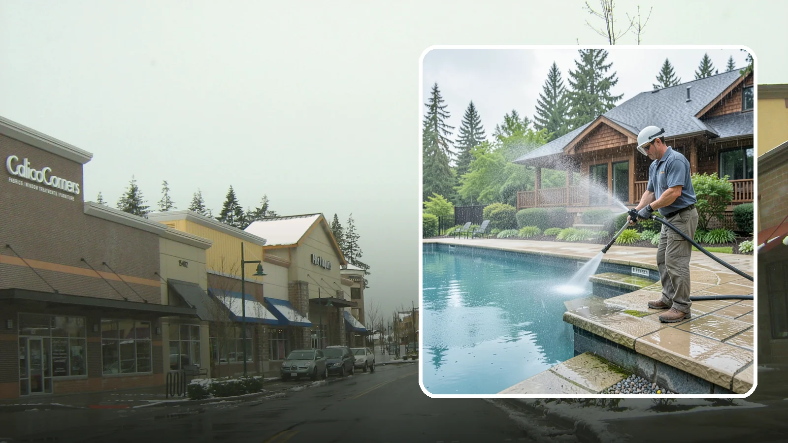Pool Coping Cleaning in Mill Creek, Snohomish County, WA - We clean the coping stones ringing your pool to remove the slick algae and calcium buildup that Washington's wet climate leaves...