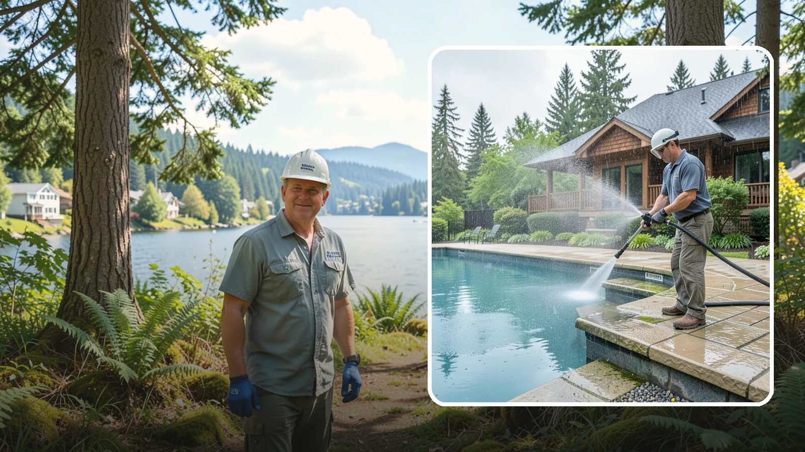 Pool Coping Cleaning in Milton, King County, WA - We clean the coping stones ringing your pool to remove the slick algae and calcium buildup that Washington's wet climate leaves...