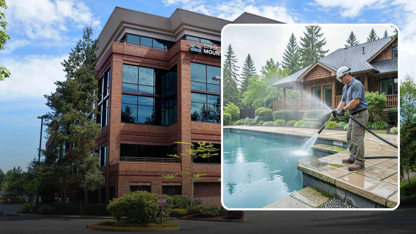Pool Coping Cleaning in Mountlake Terrace, Snohomish County, WA - We clean the coping stones ringing your pool to remove the slick algae and calcium buildup that Washington's wet climate leaves...