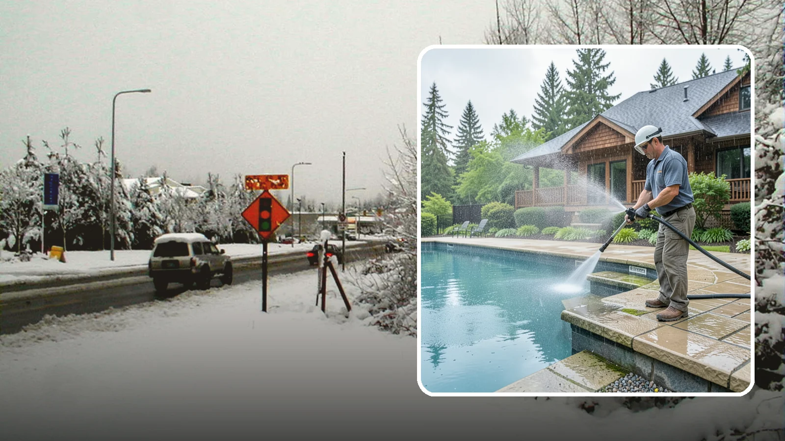 Pool Coping Cleaning in Newcastle, King County, WA - We clean the coping stones ringing your pool to remove the slick algae and calcium buildup that Washington's wet climate leaves...