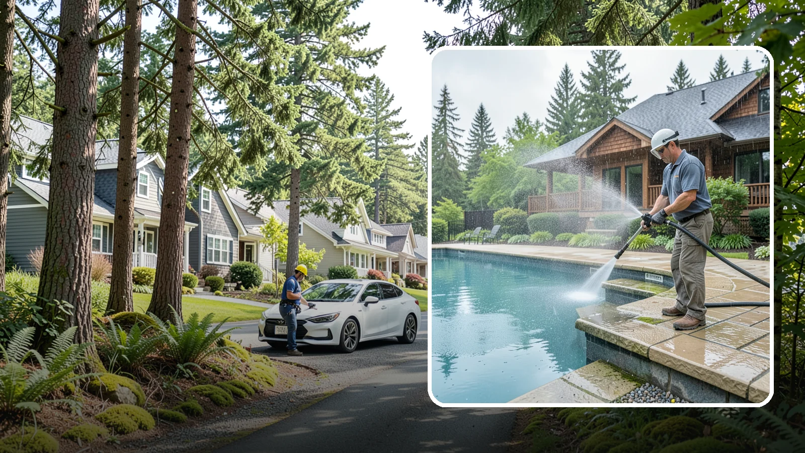 Pool Coping Cleaning in Normandy Park, King County, WA - We clean the coping stones ringing your pool to remove the slick algae and calcium buildup that Washington's wet climate leaves...