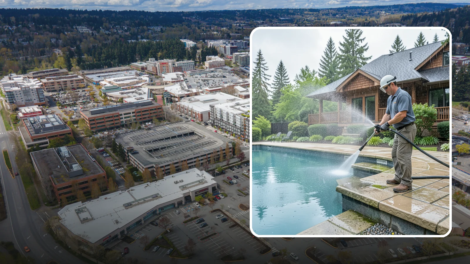 Pool Coping Cleaning in Redmond, King County, WA - We clean the coping stones ringing your pool to remove the slick algae and calcium buildup that Washington's wet climate leaves...