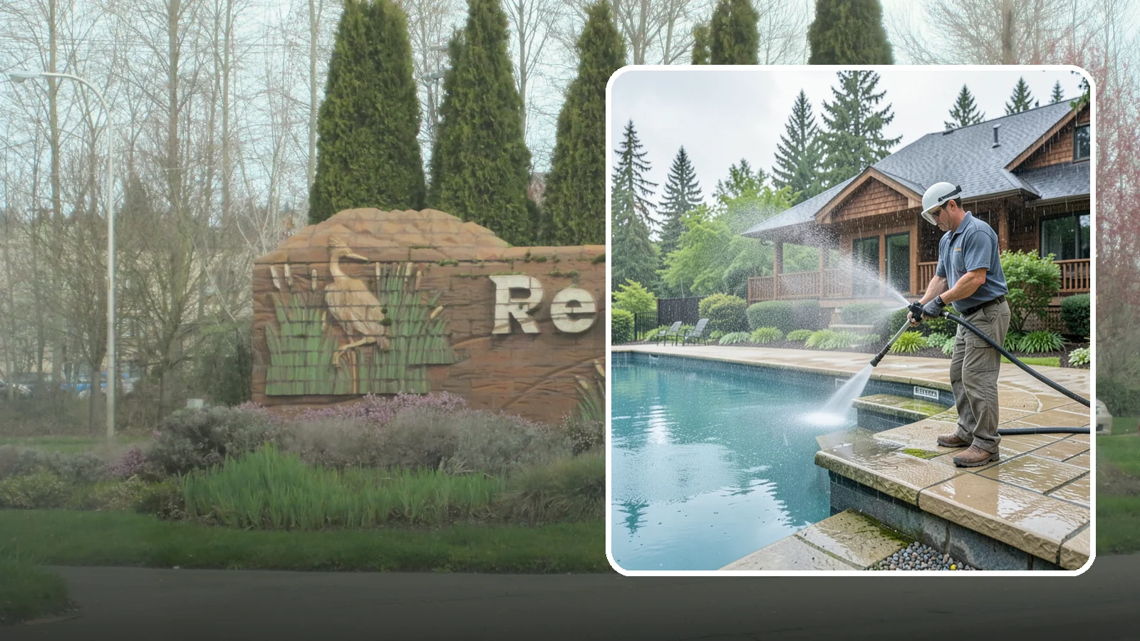 Pool Coping Cleaning in Renton, King County, WA - We clean the coping stones ringing your pool to remove the slick algae and calcium buildup that Washington's wet climate leaves...