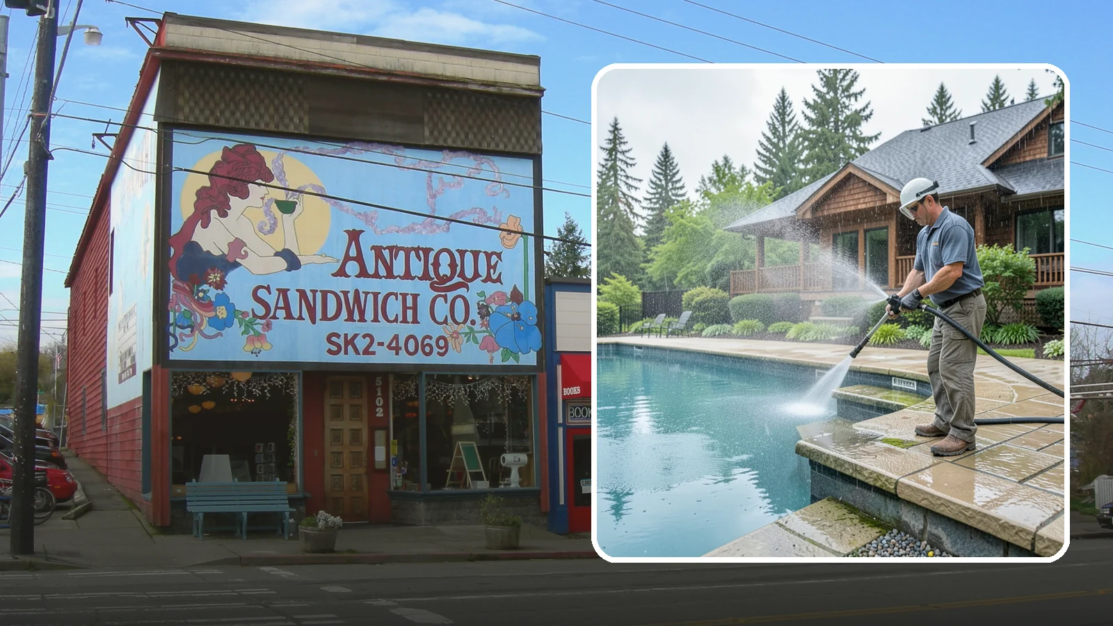 Pool Coping Cleaning in Ruston, Pierce County, WA - We clean the coping stones ringing your pool to remove the slick algae and calcium buildup that Washington's wet climate leaves...