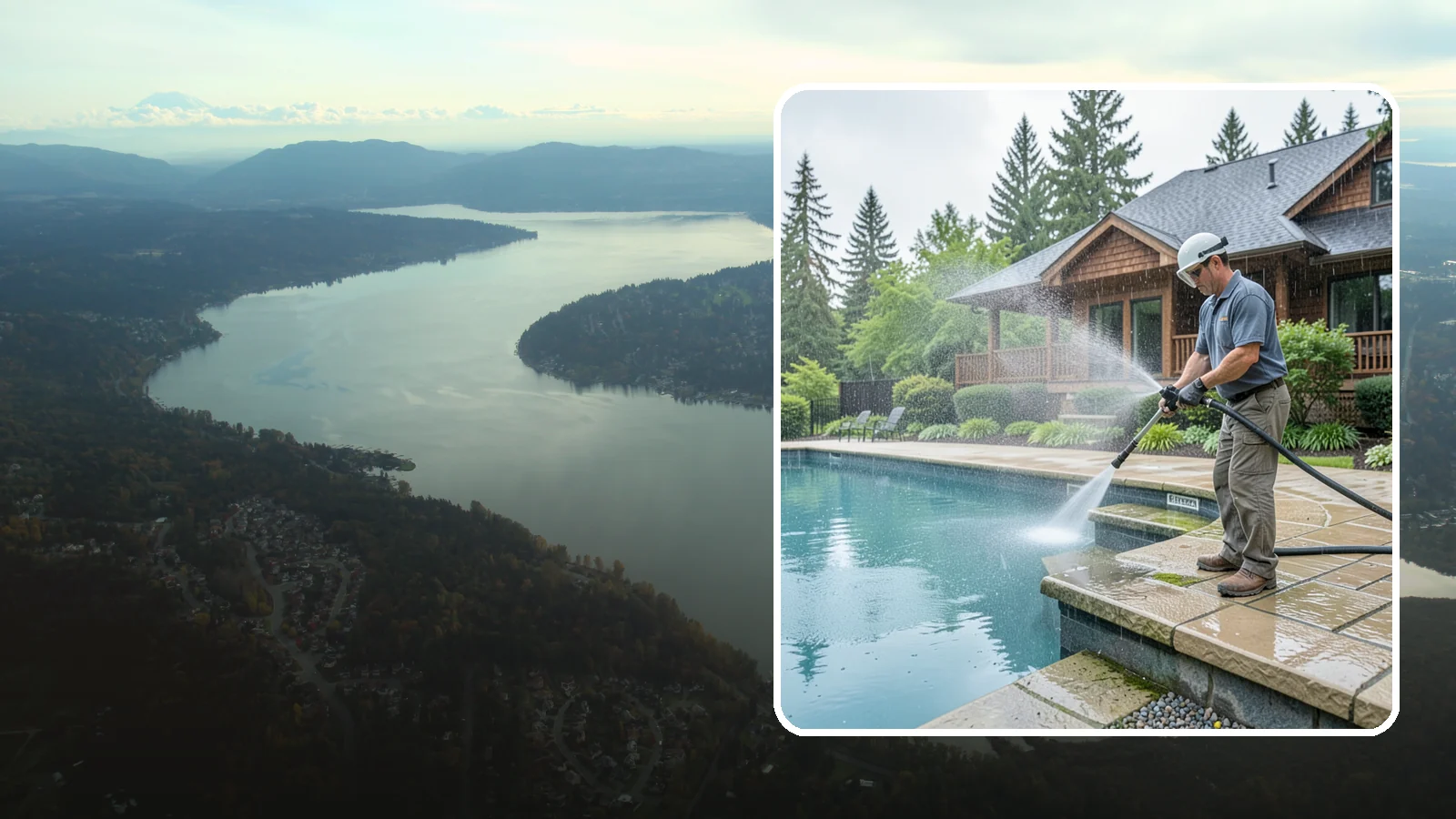 Pool Coping Cleaning in Sammamish, King County, WA - We clean the coping stones ringing your pool to remove the slick algae and calcium buildup that Washington's wet climate leaves...