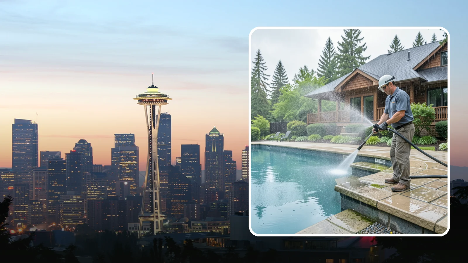 Pool Coping Cleaning in Seattle, King County, WA - We clean the coping stones ringing your pool to remove the slick algae and calcium buildup that Washington's wet climate leaves...