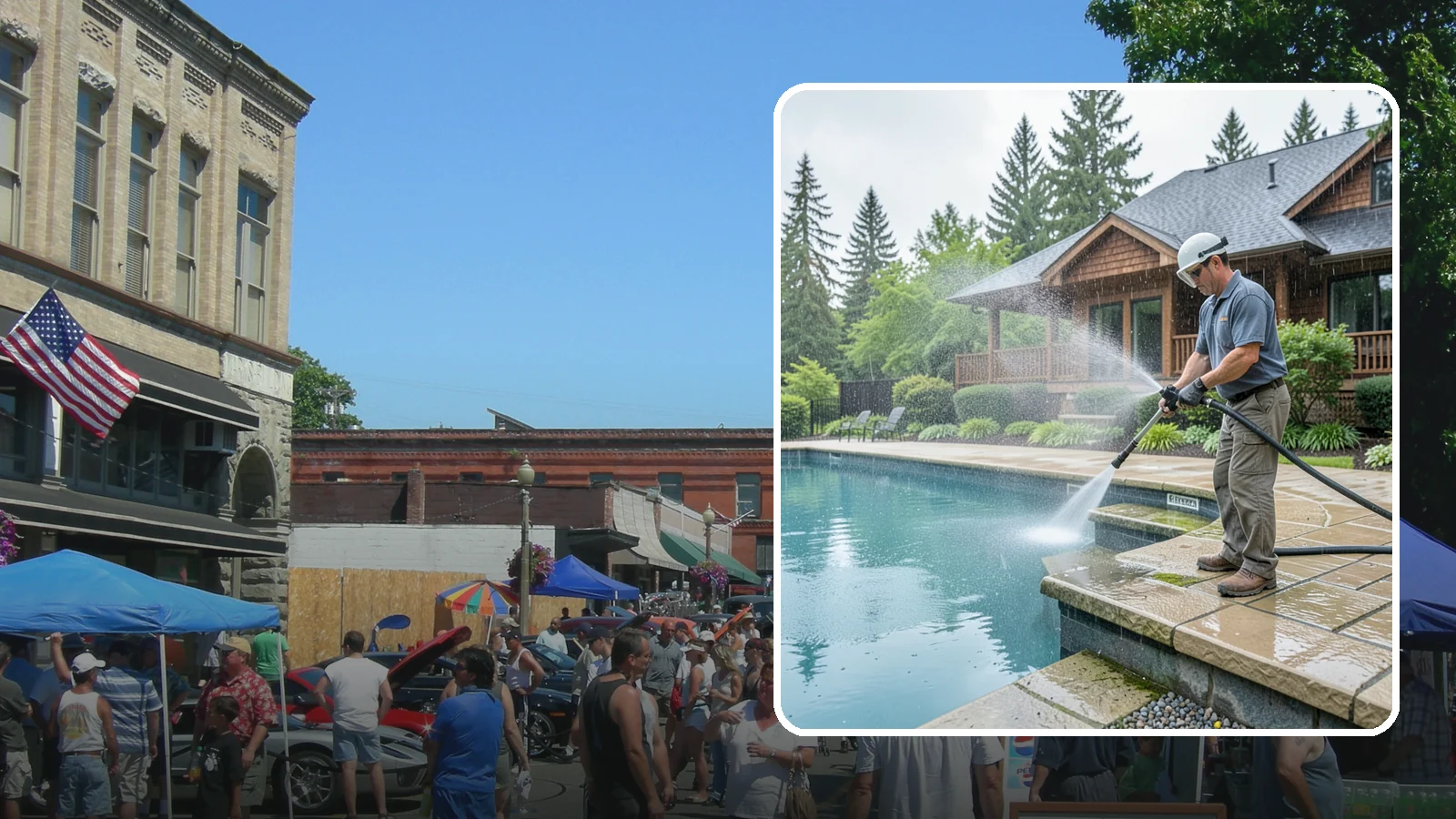 Pool Coping Cleaning in Snohomish, Snohomish County, WA - We clean the coping stones ringing your pool to remove the slick algae and calcium buildup that Washington's wet climate leaves...