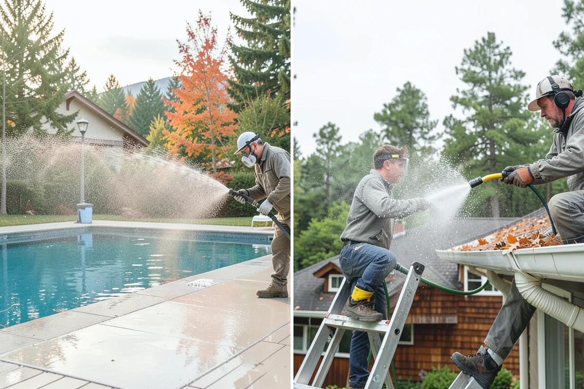 Pool Coping Cleaning in South Prairie, Pierce County, WA - Clear the deck and skim debris from the coping edge