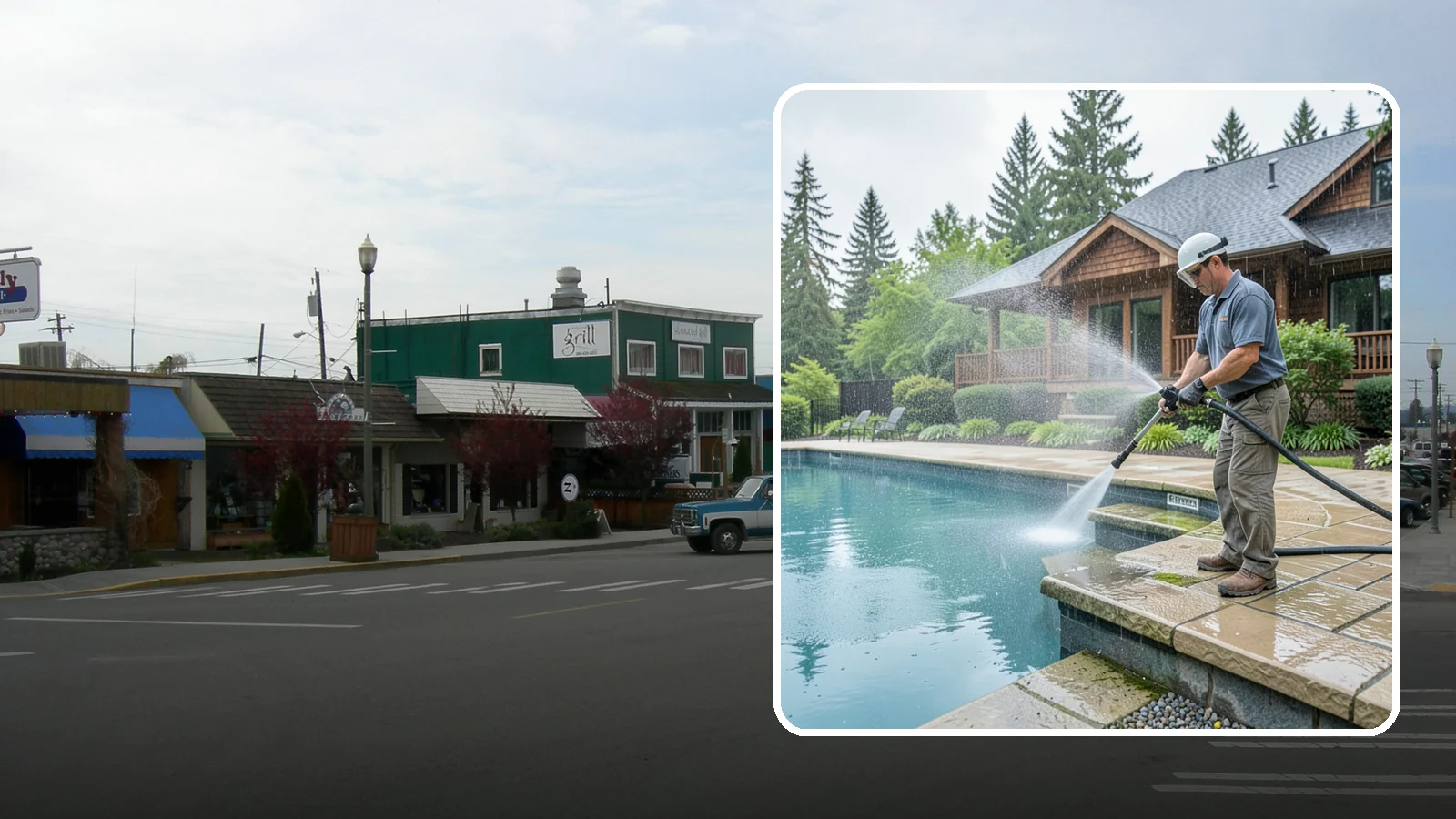 Pool Coping Cleaning in Stanwood, Snohomish County, WA - We clean the coping stones ringing your pool to remove the slick algae and calcium buildup that Washington's wet climate leaves...