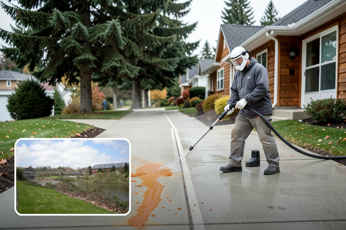 Pool Coping Cleaning in Tukwila, King County, WA - Eliminates the slippery algae that makes coping a fall hazard