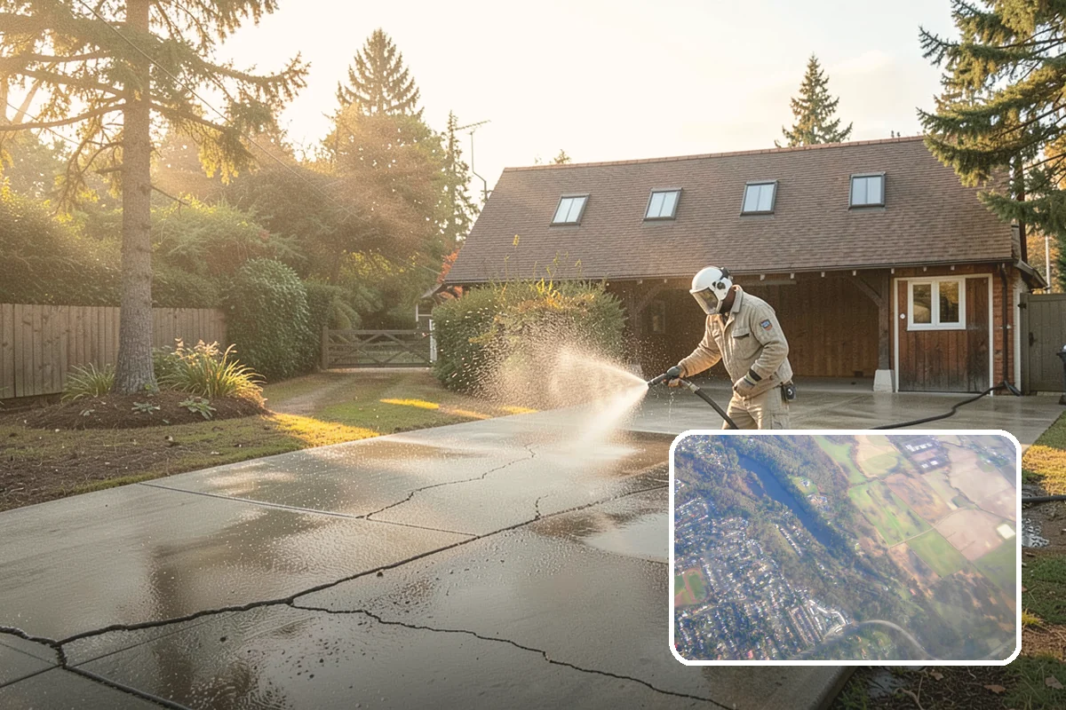 Pool Deck Cleaning in Algona, King County, WA - Removes slick algae and moss around the waterline