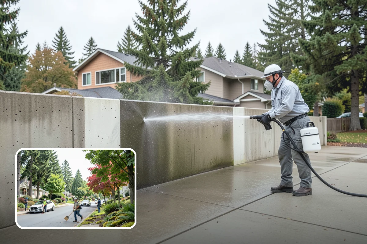 Pool Deck Cleaning in Beaux Arts Village, King County, WA - Removes slick algae and moss around the waterline