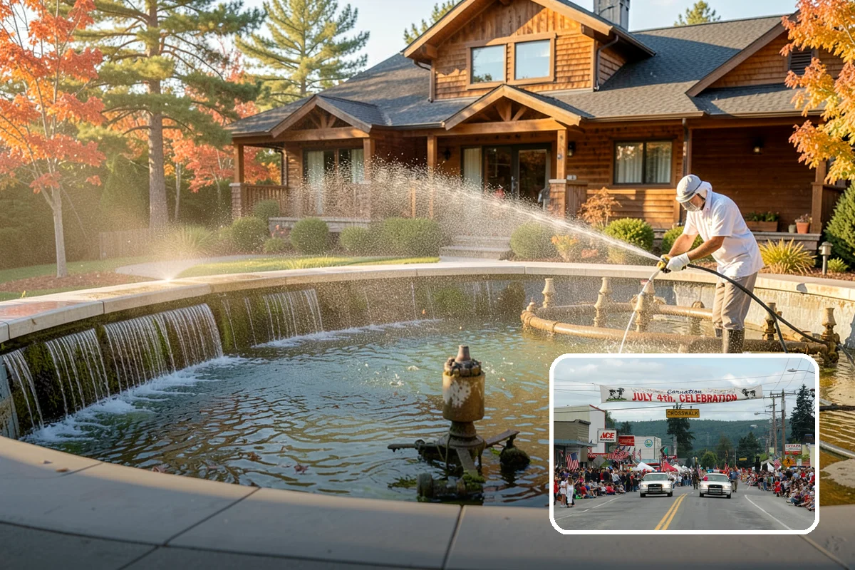 Pool Deck Cleaning in Carnation, King County, WA - Removes slick algae and moss around the waterline