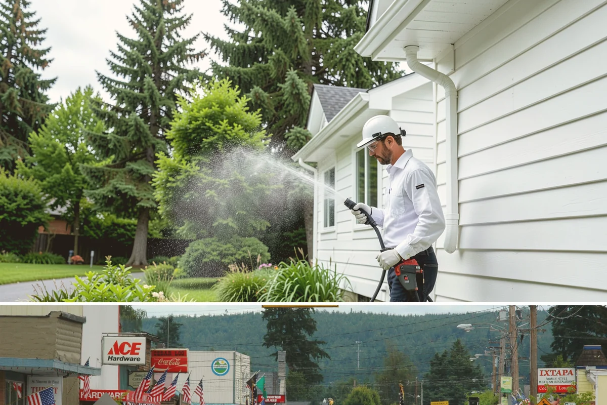 Pool Deck Cleaning in Carnation, King County, WA - Early summer clears the winter's growth and makes the deck safe just as pool season gets underway.
