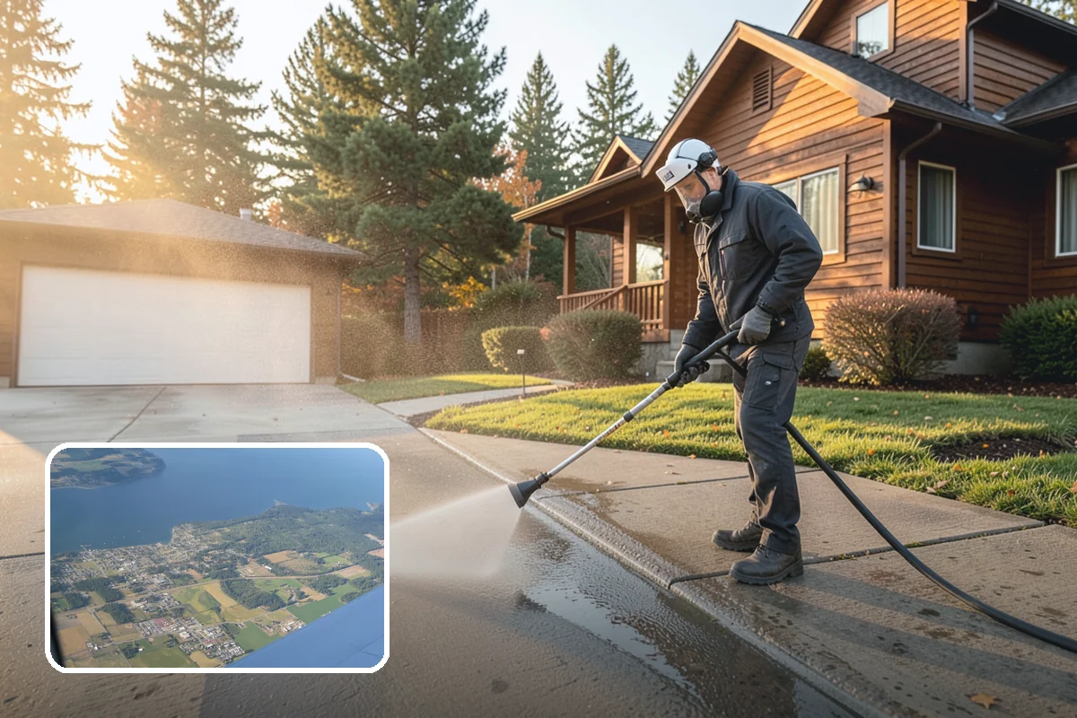 Pool Deck Cleaning in Coupeville, Island County, WA - Removes slick algae and moss around the waterline