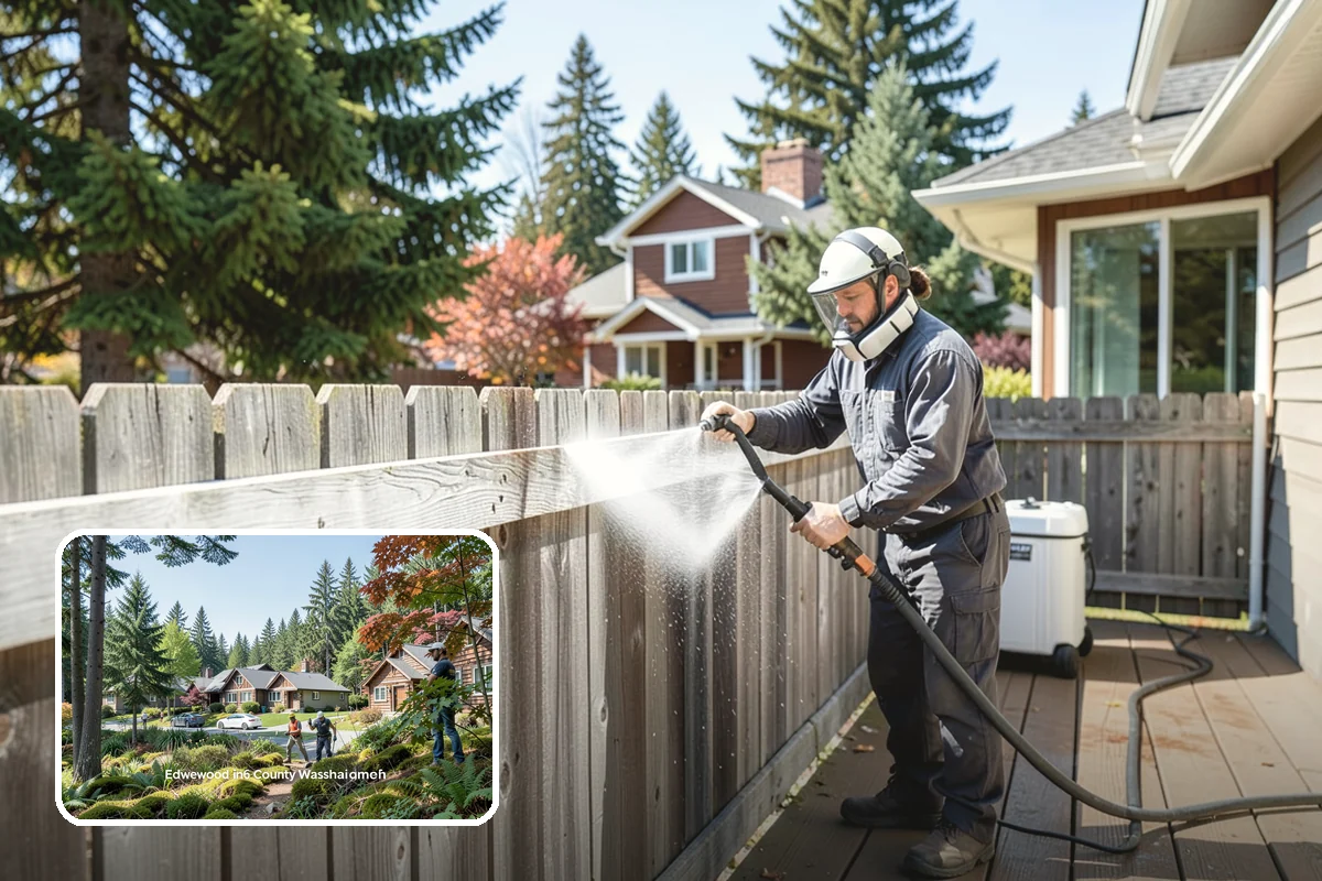 Pool Deck Cleaning in Edgewood, Pierce County, WA - Removes slick algae and moss around the waterline