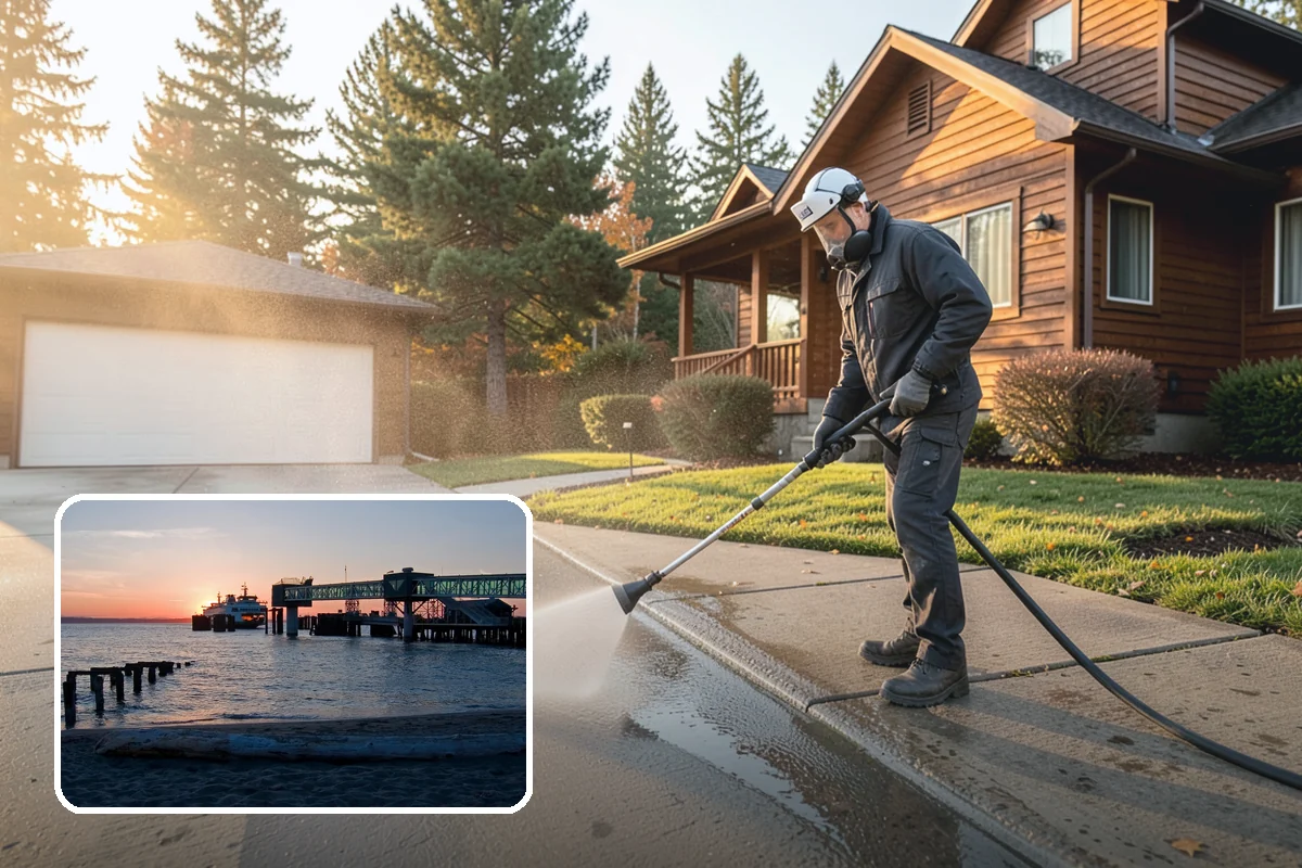 Pool Deck Cleaning in Edmonds, Snohomish County, WA - Removes slick algae and moss around the waterline