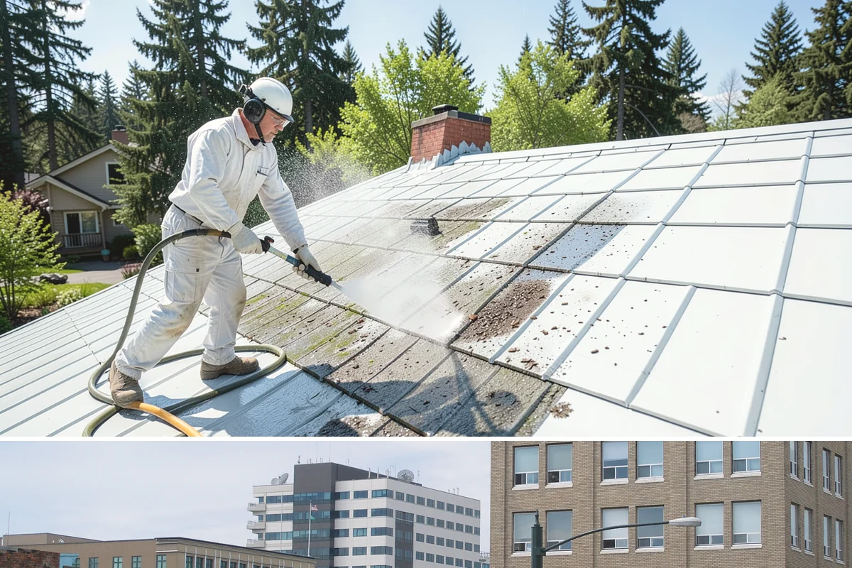 Pool Deck Cleaning in Everett, Snohomish County, WA - Early summer clears the winter's growth and makes the deck safe just as pool season gets underway.