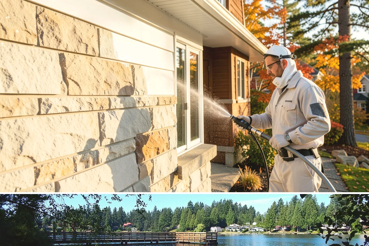 Pool Deck Cleaning in Federal Way, King County, WA - Early summer clears the winter's growth and makes the deck safe just as pool season gets underway.