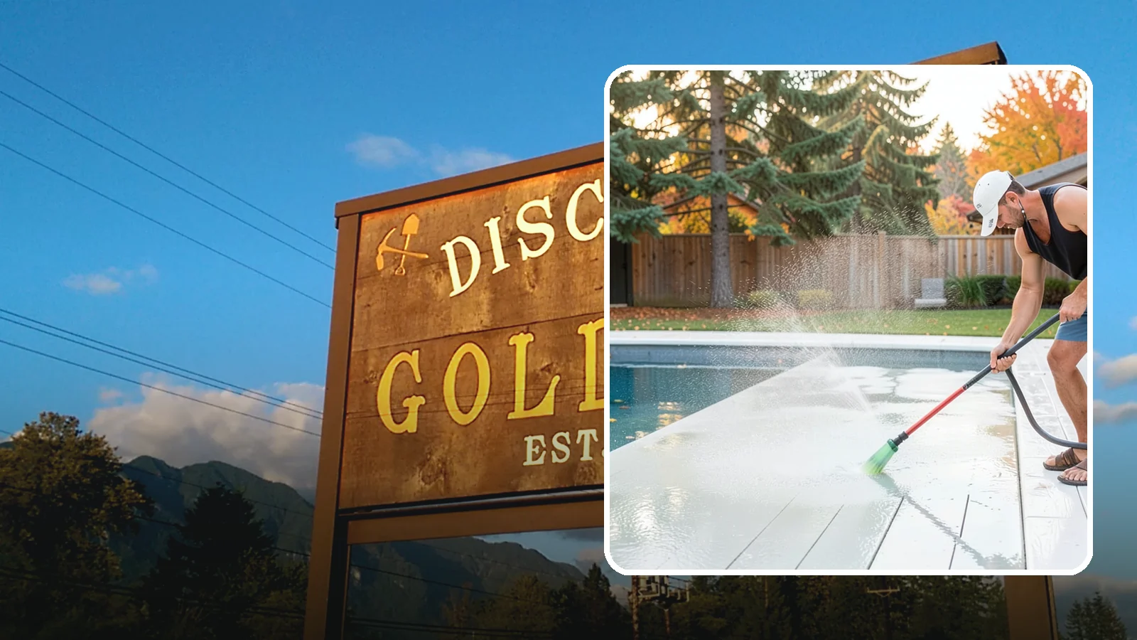 Pool Deck Cleaning in Gold Bar, Snohomish County, WA - Clean pool decks and surrounds to remove the slick algae and moss that make wet Northwest decking hazardous.
