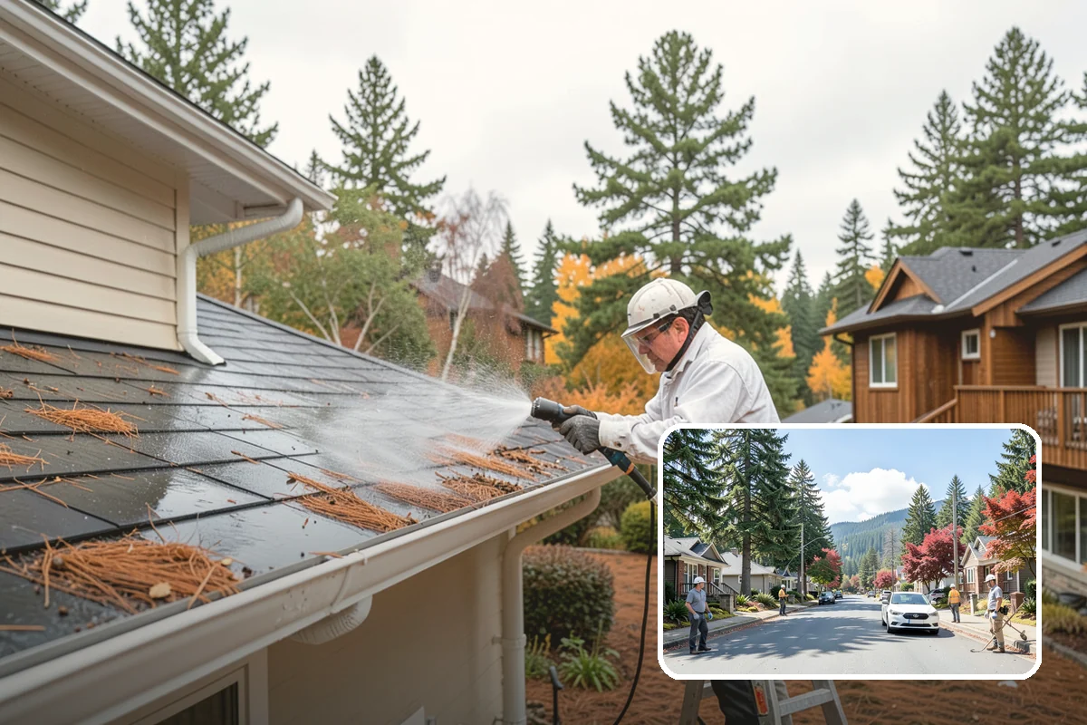 Pool Deck Cleaning in Hunts Point, King County, WA - Removes slick algae and moss around the waterline