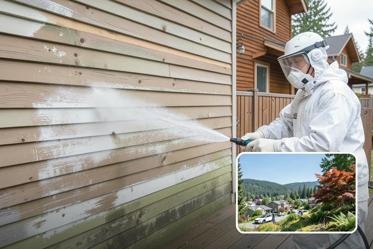 Pool Deck Cleaning in Index, Snohomish County, WA - Removes slick algae and moss around the waterline