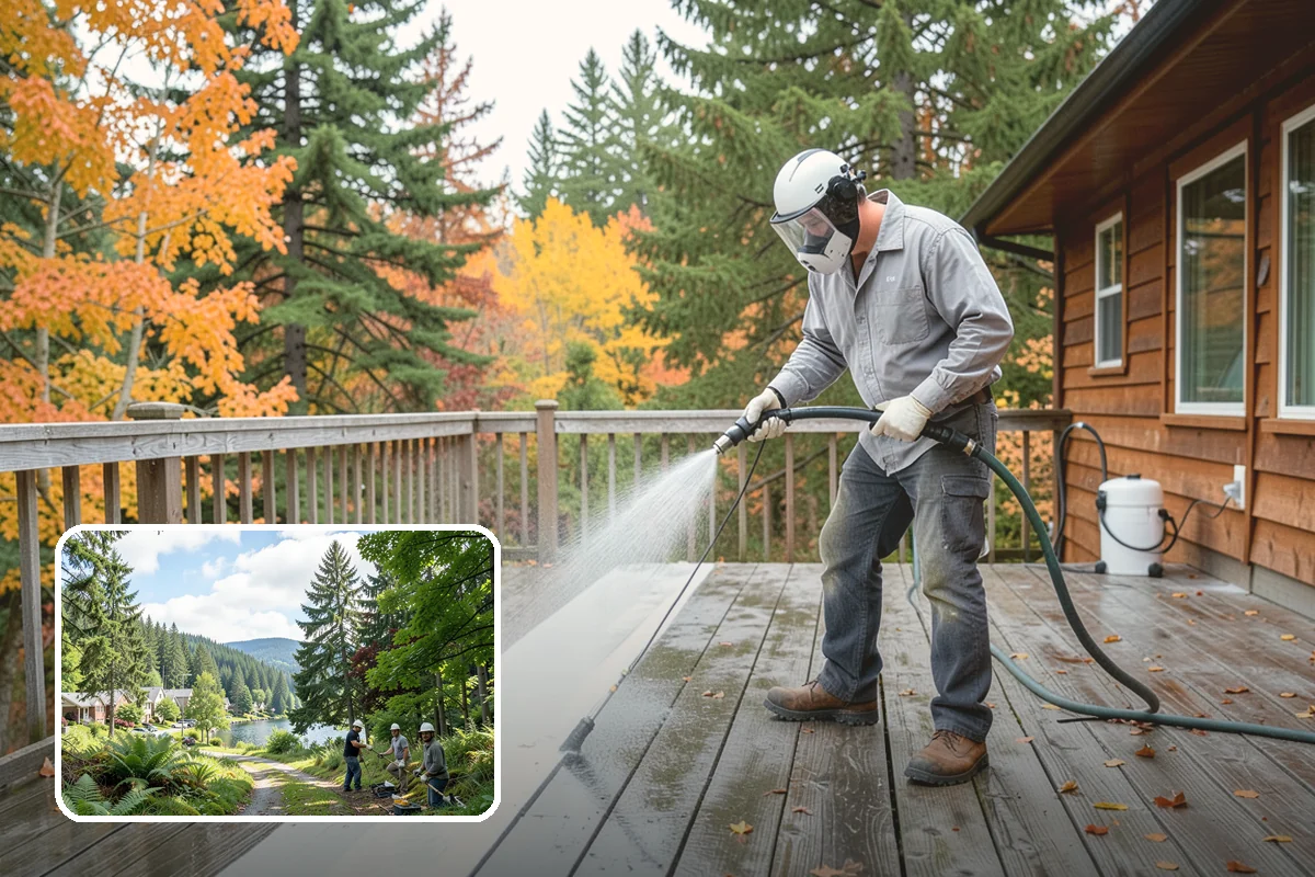 Pool Deck Cleaning in Lake Forest Park, King County, WA - Removes slick algae and moss around the waterline