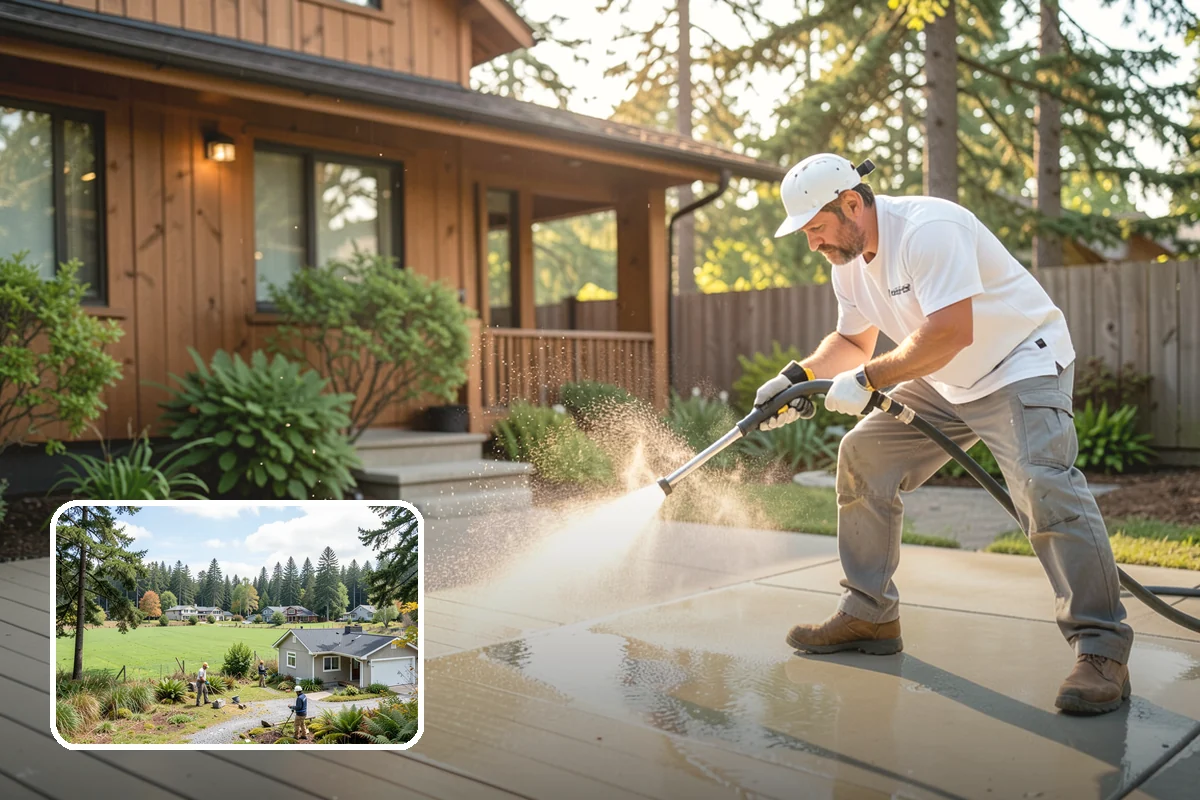 Pool Deck Cleaning in Lyman, Skagit County, WA - Removes slick algae and moss around the waterline