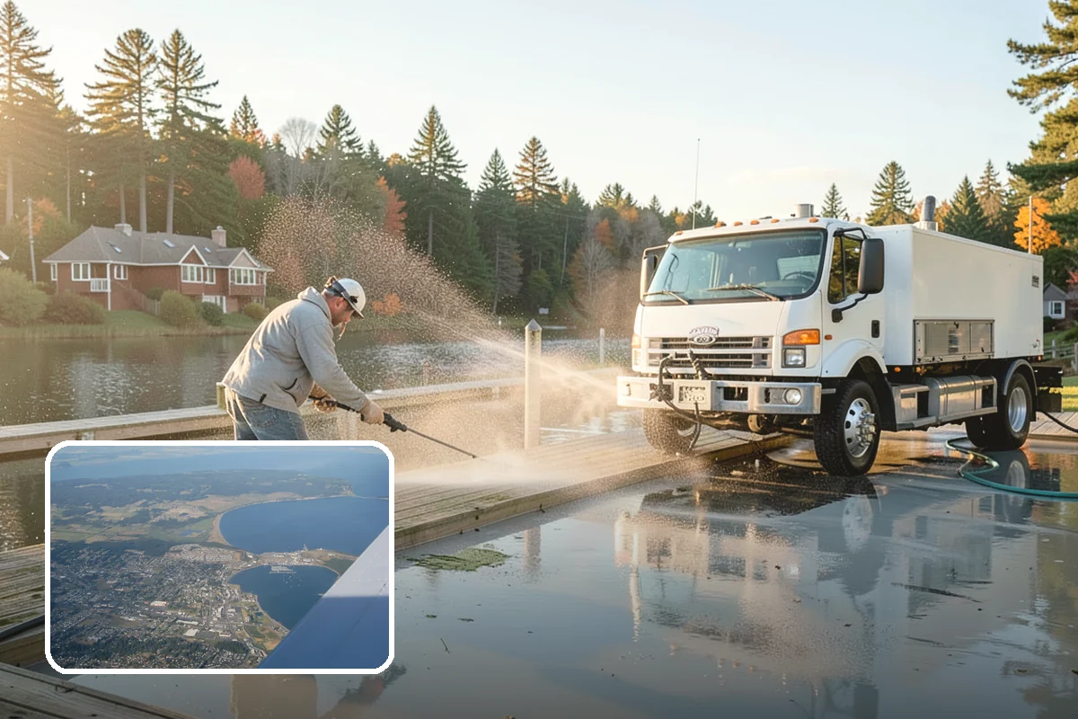 Pool Deck Cleaning in Oak Harbor, Island County, WA - Removes slick algae and moss around the waterline