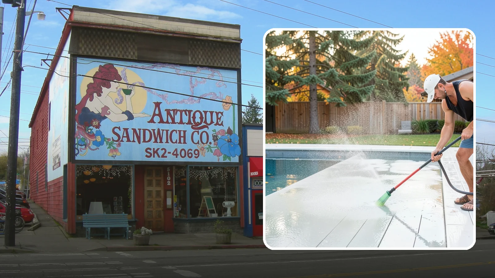 Pool Deck Cleaning in Ruston, Pierce County, WA - Clean pool decks and surrounds to remove the slick algae and moss that make wet Northwest decking hazardous.