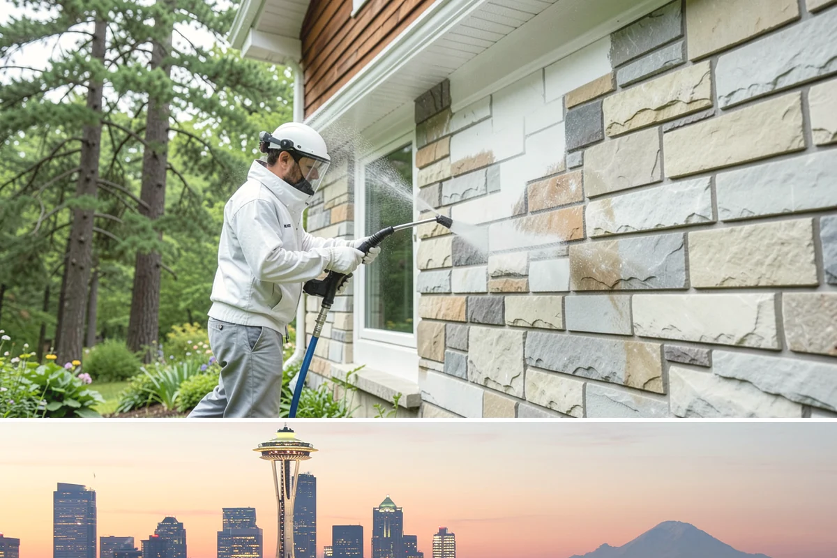 Pool Deck Cleaning in Seattle, King County, WA - Early summer clears the winter's growth and makes the deck safe just as pool season gets underway.